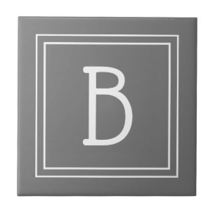 Carreau Monogramme de ferme moderne gris et blanc initial