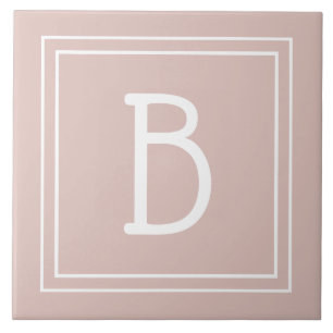 Carreau Monogramme de ferme moderne rose et blanc initial