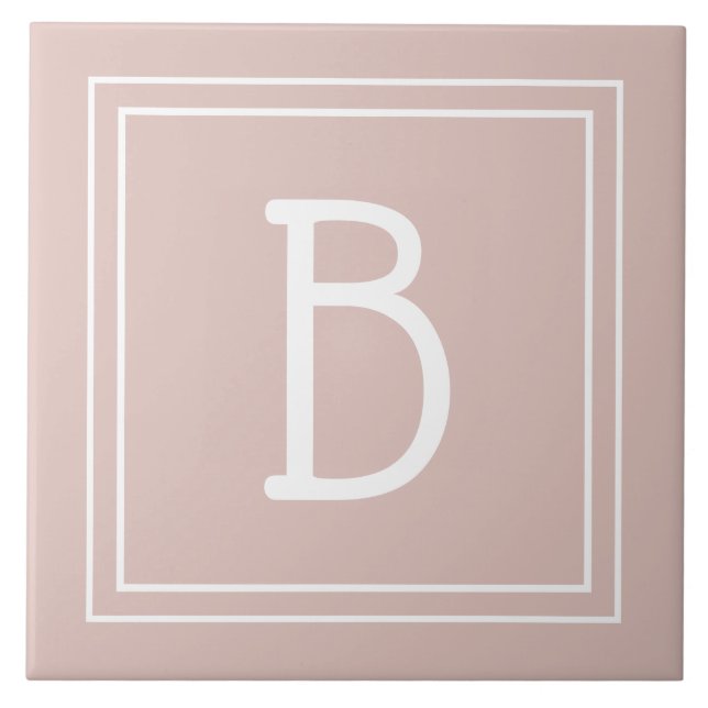 Carreau Monogramme de ferme moderne rose et blanc initial (Devant)