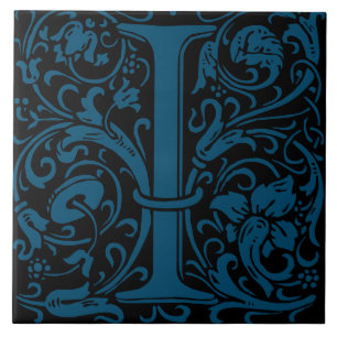Carreau Monogramme de lettre I Art nouveau William Morris