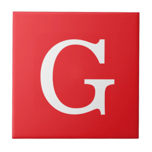 Carreau Monogramme de lettre initiale rouge blanc simple