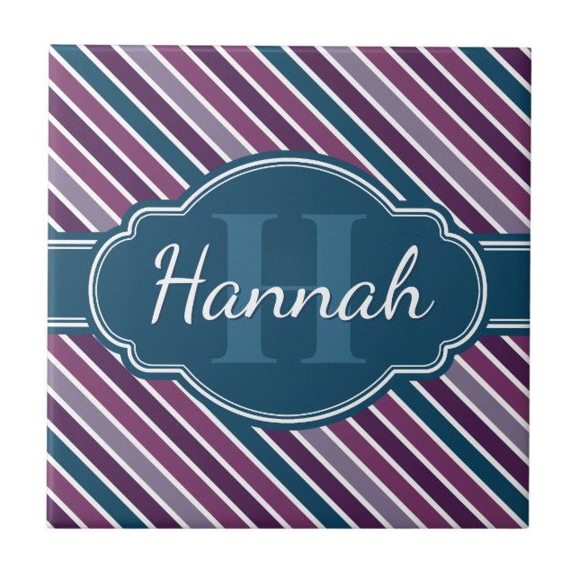 Carreau Monogramme de Motif Turquoise Gras Violet (Devant)