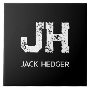 CARREAU MONOGRAMME DE NOM À DEUX LETTRES BLANC MINIMALISTE