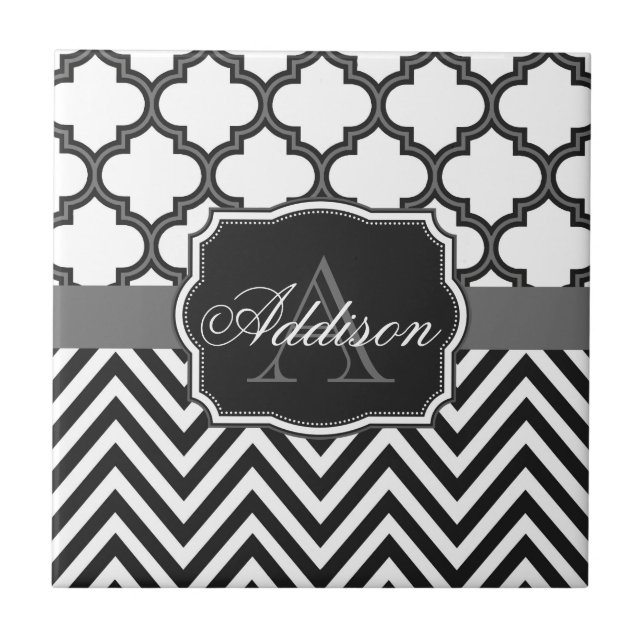Carreau Monogramme de Quatrefoil Chevron (Devant)