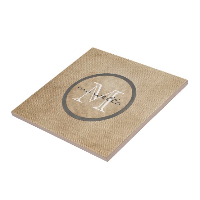 Carreau Monogramme de toile de jute (Côté)