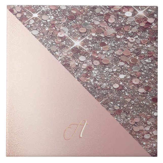 Carreau Monogramme élégant en or rose (Devant)