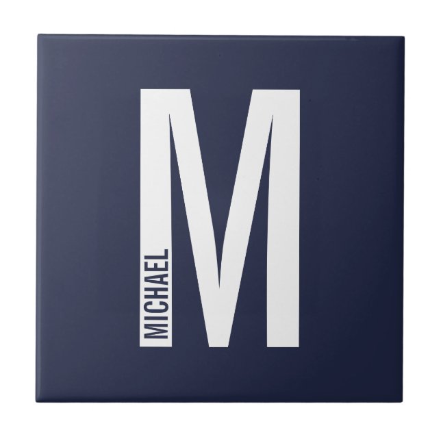 Carreau Monogramme et nom personnalisés modernes (Devant)