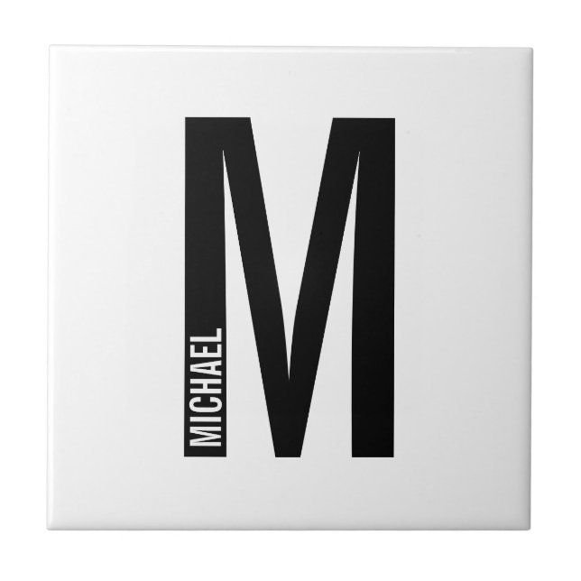 Carreau Monogramme et nom personnalisés modernes (Devant)