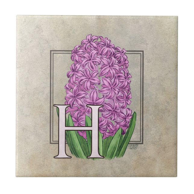 Carreau Monogramme floral rose Hyacinth (Devant)