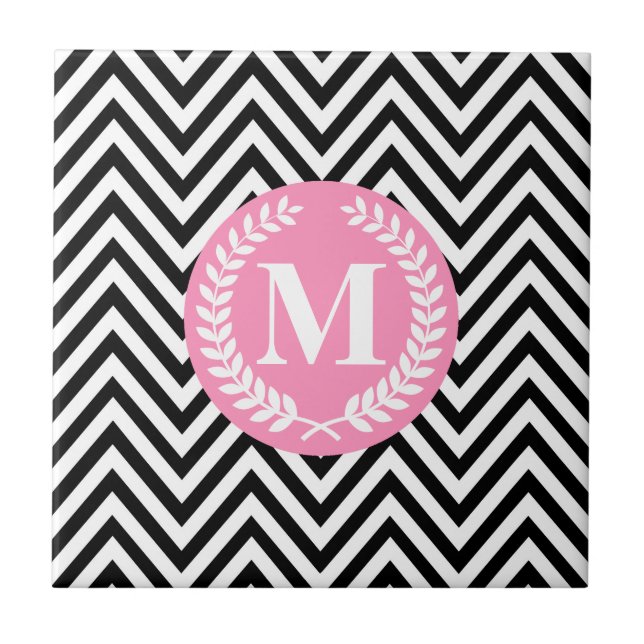 Carreau Monogramme géométrique noir et blanc (Devant)