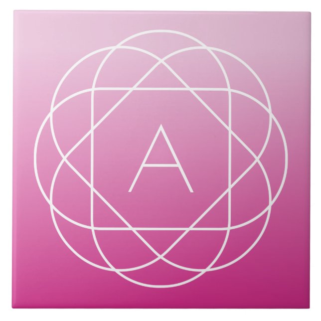 Carreau Monogramme géométrique semblable à une fleur | Omb (Devant)