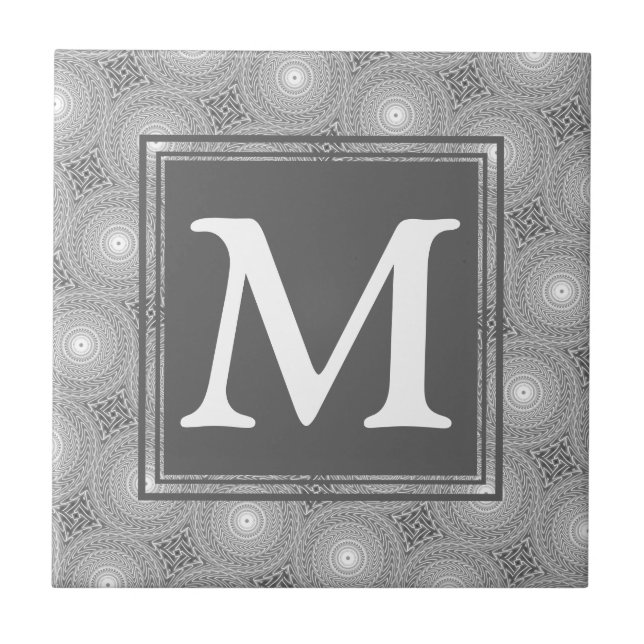 Carreau Monogramme gris cercles motif (Devant)
