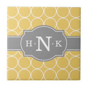 Carreau Monogramme gris Motif du cercle jaune