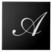 Monogramme initial blanc sur noir