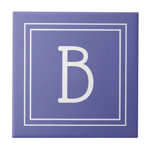 Carreau Monogramme Initial Moderne Bleu Pervenche (Devant)