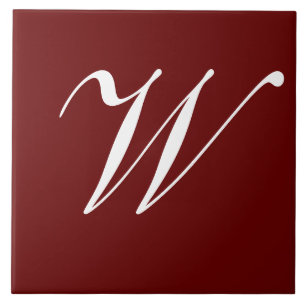 Carreau Monogramme initial W blanc sur marron