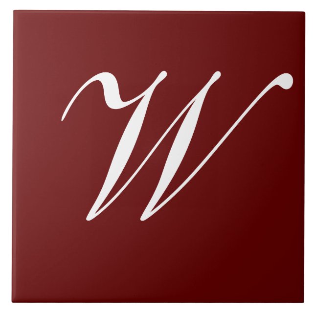 Carreau Monogramme initial W blanc sur marron (Devant)