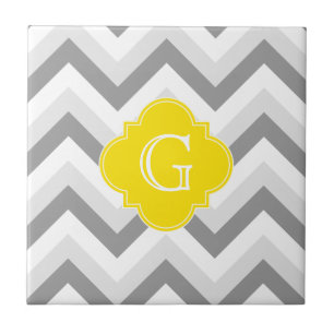 Carreau Monogramme jaune de Chevron de lt deux blanc gris