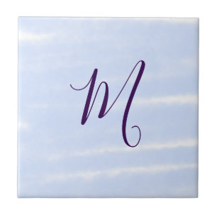 Carreau Monogramme lettre de nom aquarelle pastel violet r