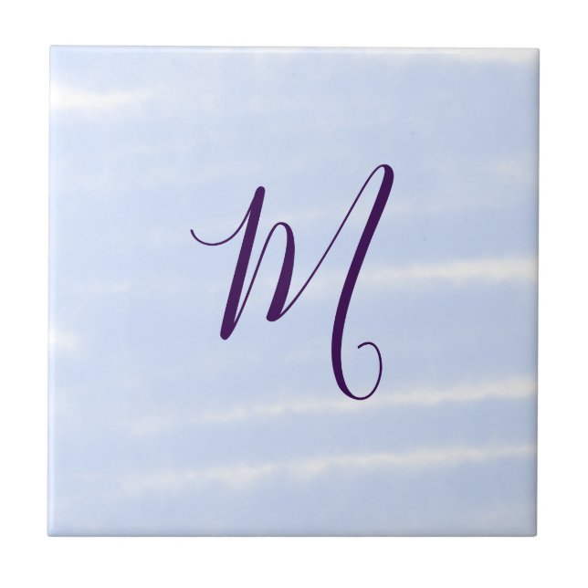 Carreau Monogramme lettre de nom aquarelle pastel violet r (Devant)