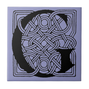 Carreau Monogramme lettre G Impression vintage nœud celtiq