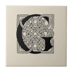 Carreau Monogramme lettre G Impression vintage nœud celtiq