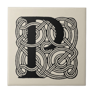 Carreau Monogramme lettre P Impression vintage nœud celtiq