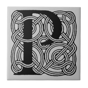 Carreau Monogramme Lettre P Impression Vintage Nœud Celtiq