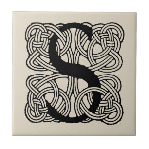 Carreau Monogramme Lettre S Impression Vintage Nœud Celtiq
