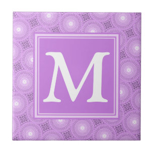 Carreau Monogramme lilas cercles pourpres motif