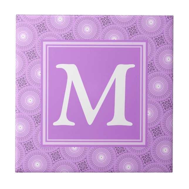 Carreau Monogramme lilas cercles pourpres motif (Devant)