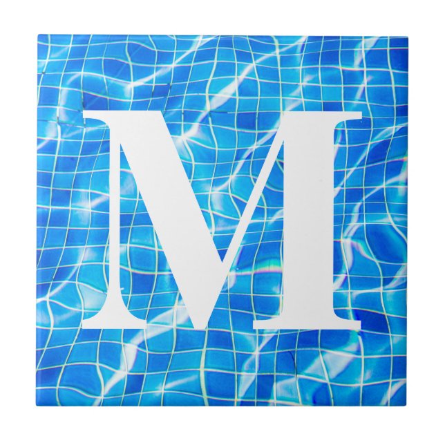 Carreau Monogramme Monogramme Piscine Bleue Aquatique (Devant)
