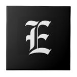 Carreau Monogramme noir et blanc E initial,<br><div class="desc">Monogramme noir et blanc Initial E,  police anglaise ancienne.</div>