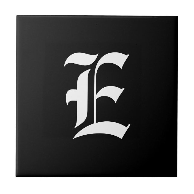 Carreau Monogramme noir et blanc E initial, (Devant)