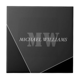 Carreau Monogramme noir gris artistique moderne