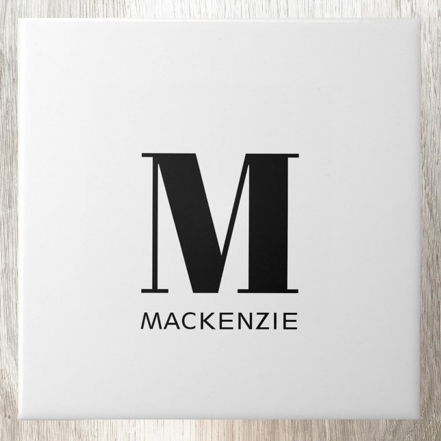 Carreau Monogramme Nom initial Simple (Simple monogram initial name personalized ceramic tile)
