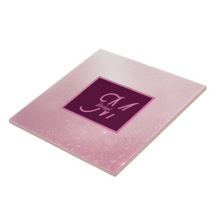 Carreau Monogramme ombré girlie rose féminin doux scintill
