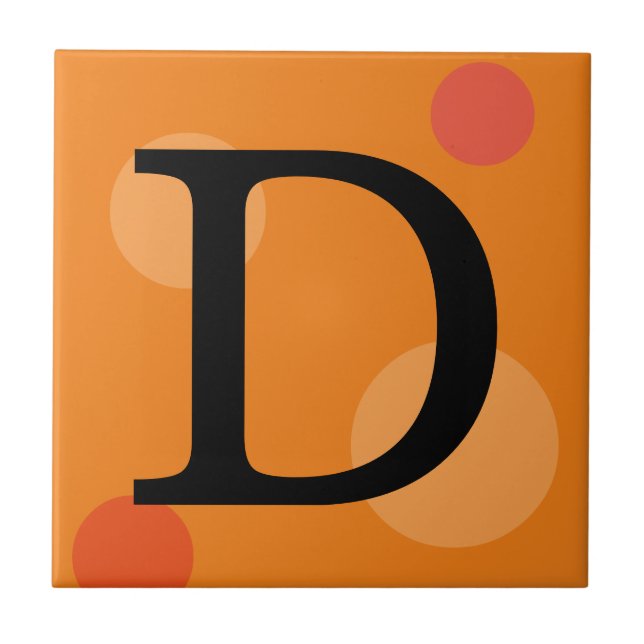 CARREAU MONOGRAMME ORANGE ET TITRES POIS (Devant)