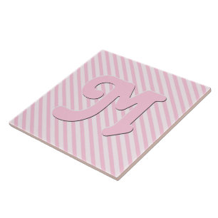 Carreau Monogramme personnalisé Fleurs roses en diagonale