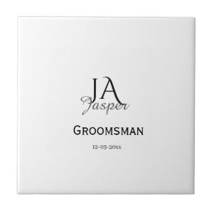 Carreau Monogramme personnalisé garçon d'honneur nom date