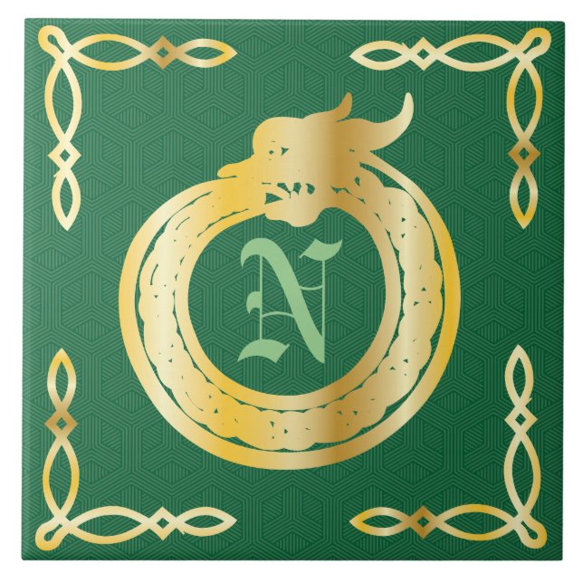 Carreau Monogramme personnalisé Style Celtique Ouroboros (Devant)