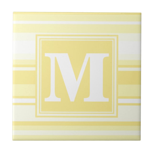 Carreau Monogramme rayures jaunes citron (Devant)