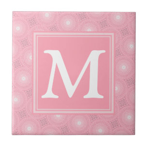 Carreau Monogramme rose cercles motif