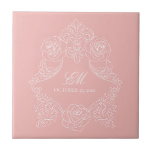 Carreau Monogramme rose victorien Logo Carrelage en cérami