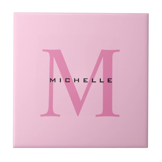 Carreau Monogramme Rose Votre Nom Cadeau Spécial Bien-Aimé (Devant)