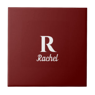 Carreau Monogramme rouge Bourgogne Nom initial Couleurs pe
