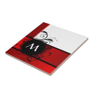 Carreau monogramme rouge et blanc