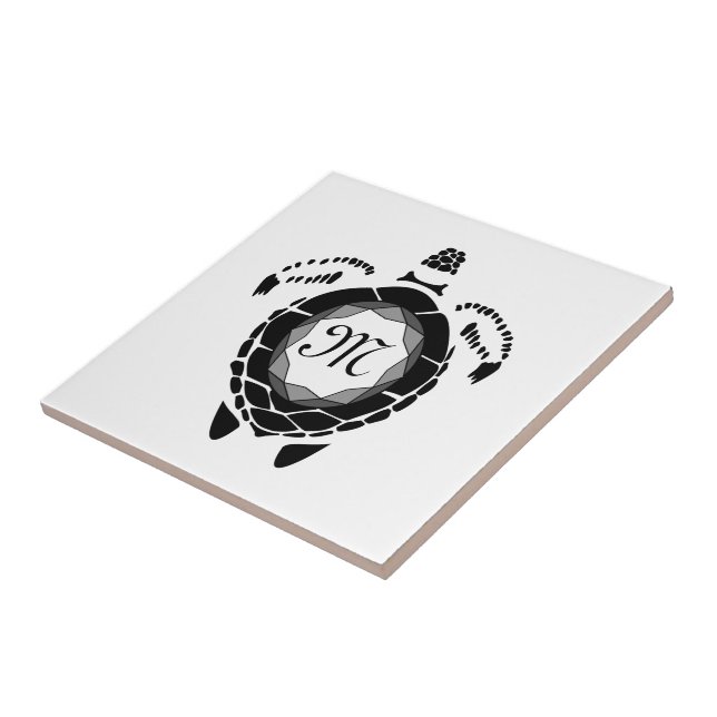 Carreau Monogramme silhouette de la tortue noire Diamant (Côté)