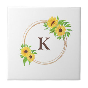 Carreau Monogramme Tournesols Or Cadre Vert Feuille Russe