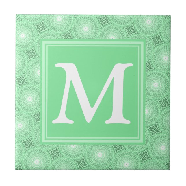 Carreau Monogramme vert ressort cercles motif (Devant)